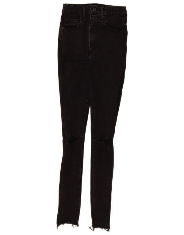 Abercrombie & Fitch Womens Distressed Skinny Jeans US 00 W24 L27 Black