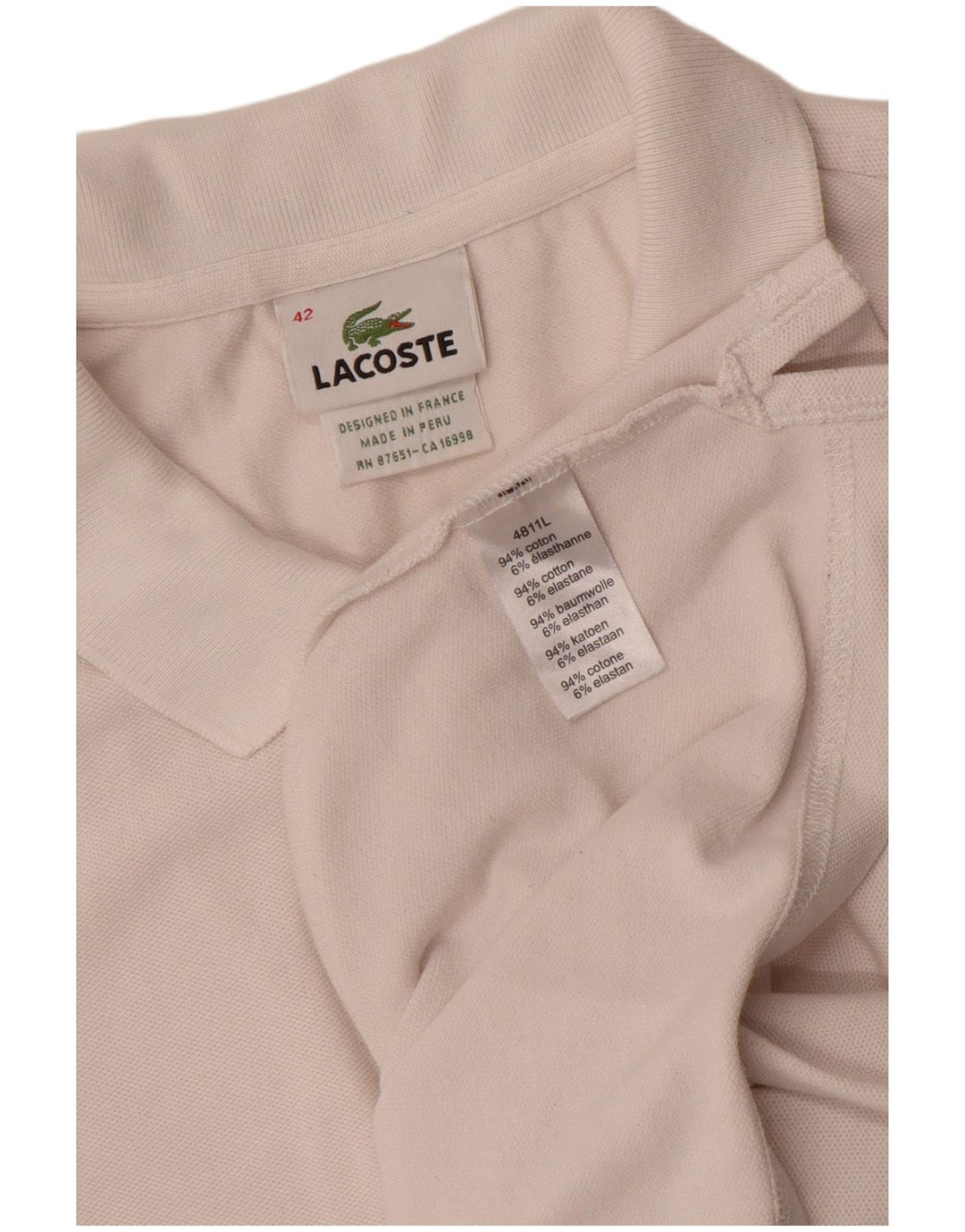 Damska koszulka polo Lacoste, rozmiar 42, duża, biała, bawełniana