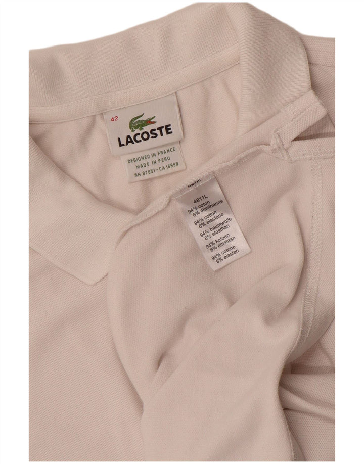 Damska koszulka polo Lacoste, rozmiar 42, duża, biała, bawełniana