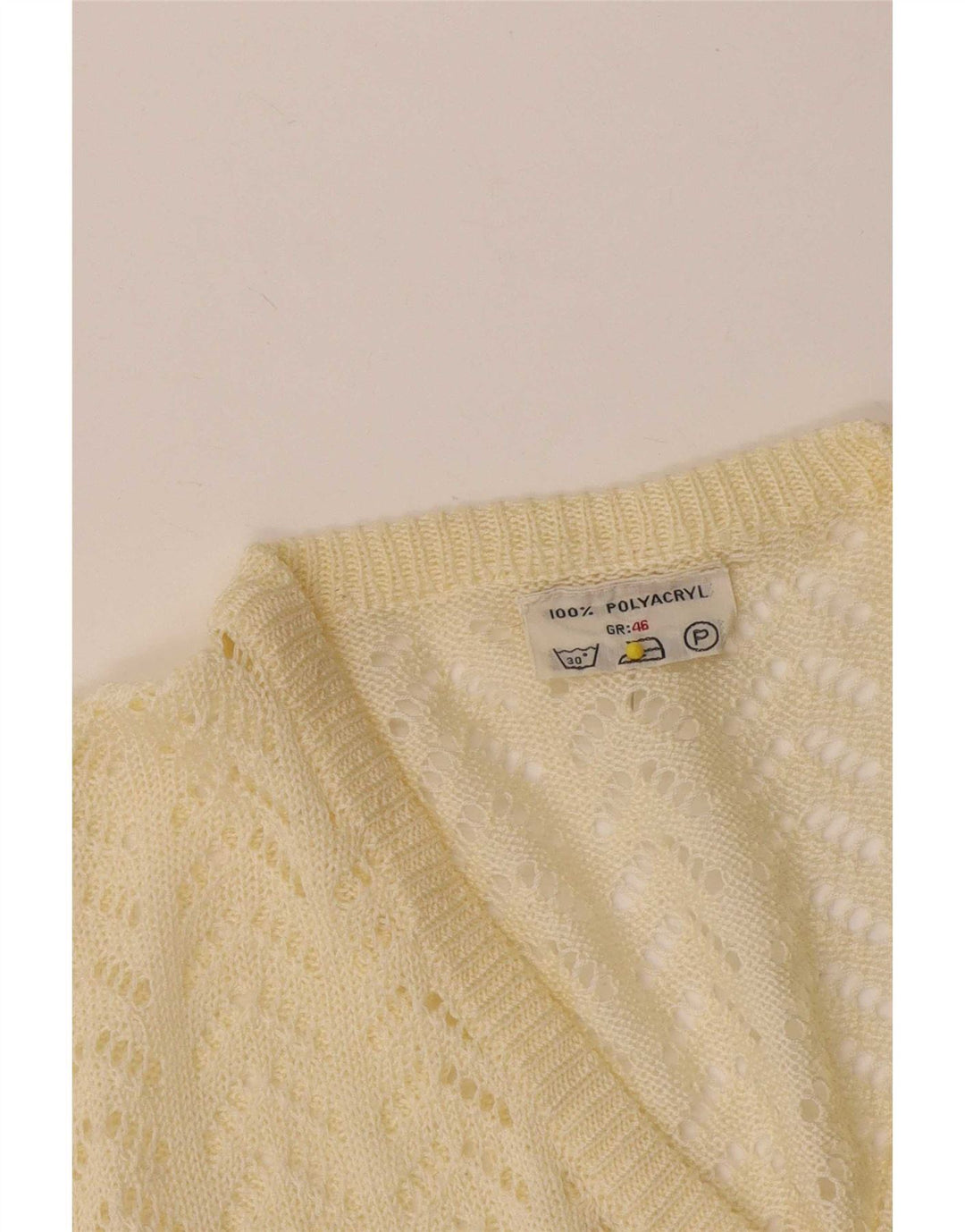 Sweter damski w stylu vintage z dekoltem w szpic IT 46, duży, żółty, poliakryl