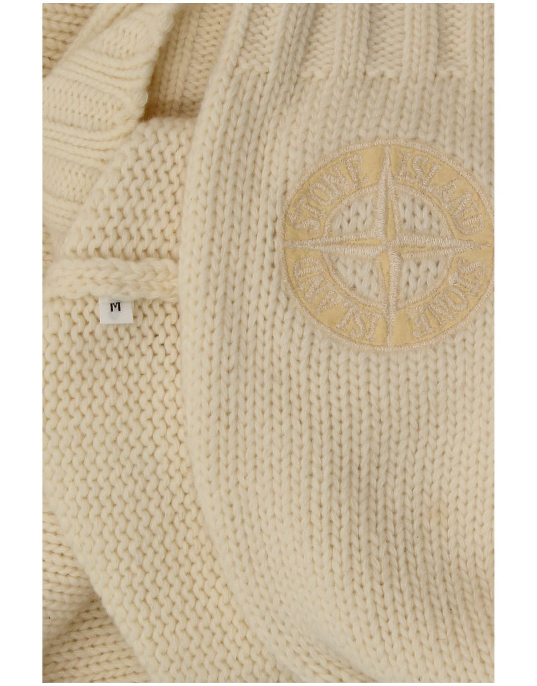 Męski sweter Stone Island z dekoltem w kształcie litery V, średni beż