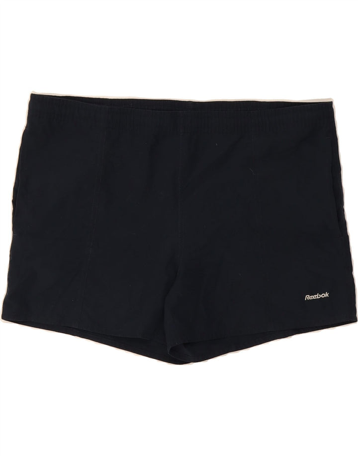 REEBOK Womens Sport Shorts UK 10 Small  Navy Blue Polyester Vintage Reebok and Second-Hand Reebok from Messina Hembry 