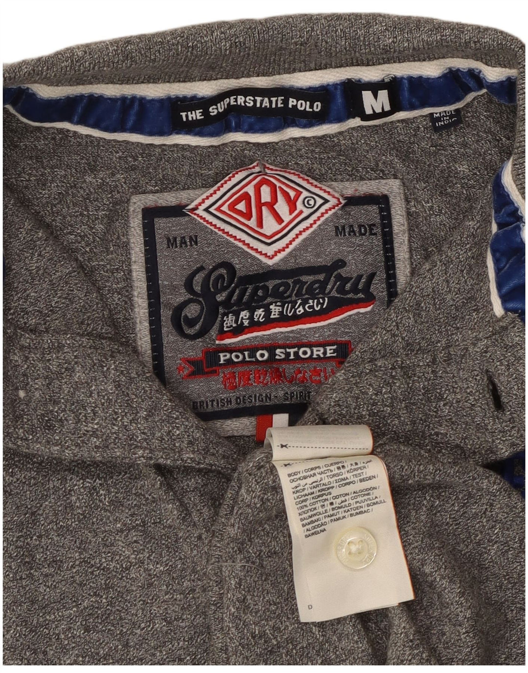 Męska koszulka polo SUPERDRY z grafiką, średnioszara, bawełniana