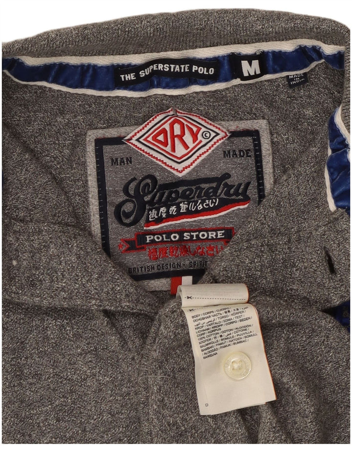 Męska koszulka polo SUPERDRY z grafiką, średnioszara, bawełniana