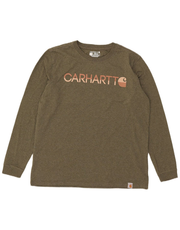 Damski top Carhartt o luźnym kroju z grafiką, z długim rękawem, US 12/14, duży khaki