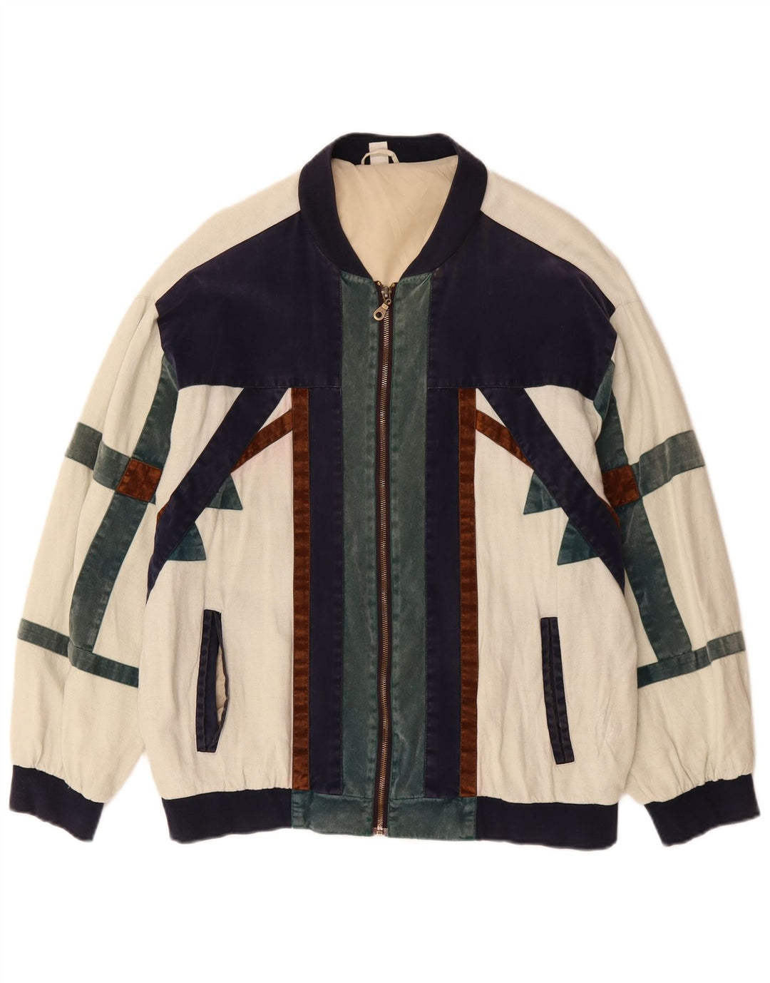 Męska kurtka bomberka o luźnym kroju VINTAGE UK 36, mała w kolorze złamanej bieli