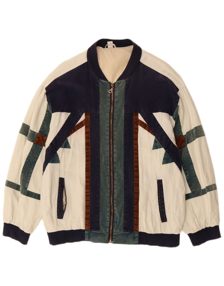 Męska kurtka bomberka o luźnym kroju VINTAGE UK 36, mała w kolorze złamanej bieli