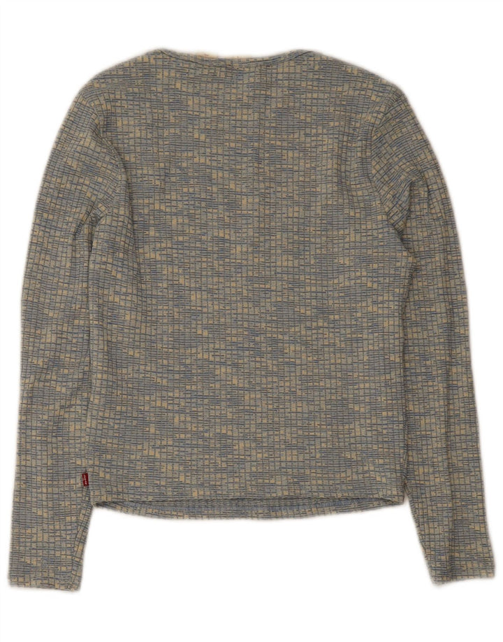 Damski top Levi's z długim rękawem, UK 14, duży, niebieski, nakrapiany poliester