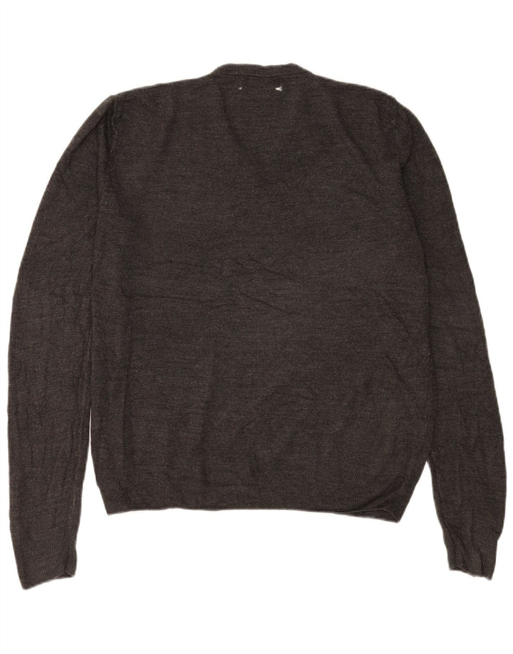 Marks & Spencer Męski sweter z dekoltem w kształcie litery V, duży, szary, akrylowy
