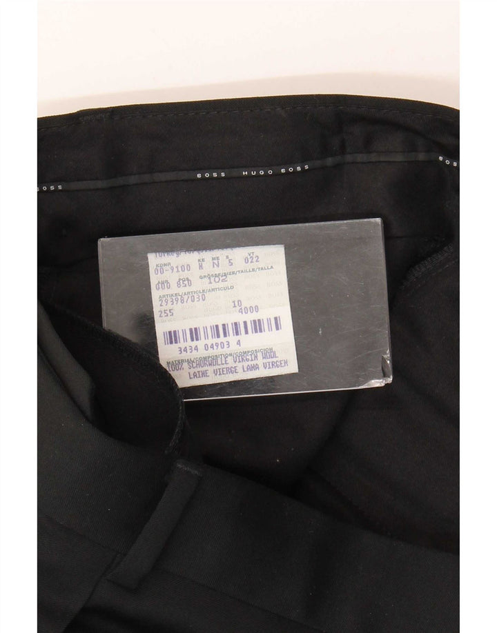 Męskie spodnie garniturowe Hugo Boss W36 L35 Czarna dziewicza wełna