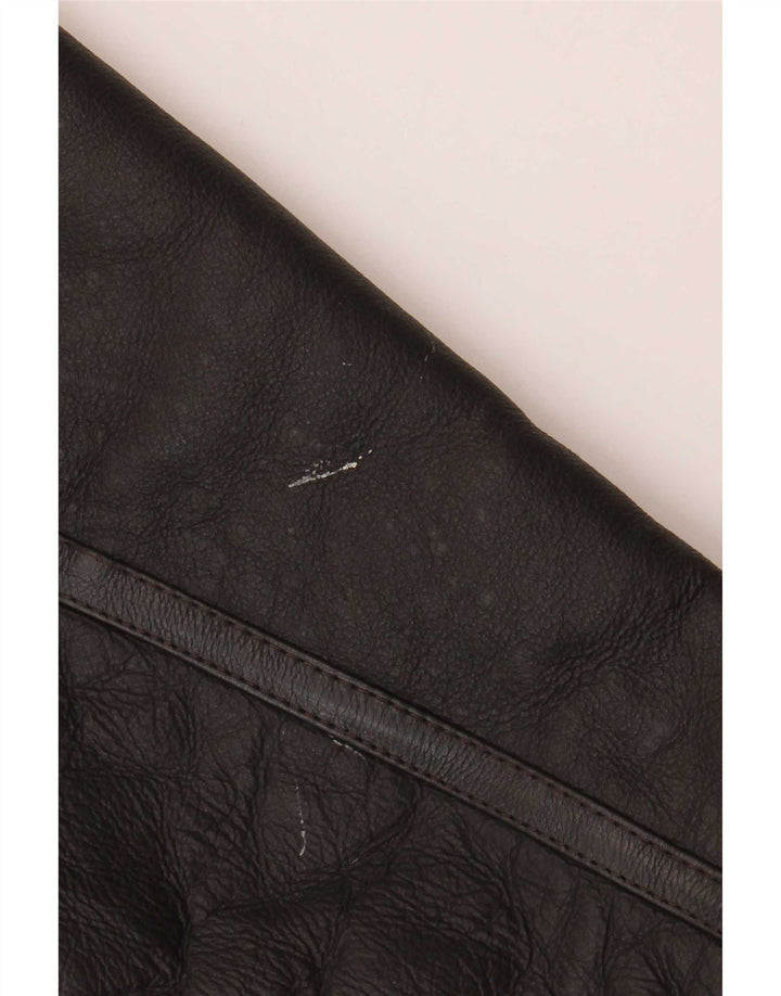 Vintage męska kurtka shearling UK 46 3XL brązowa skóra owcza