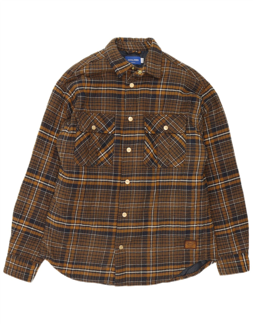 Męska koszula flanelowa Jack & Jones Lumberjack, duża, brązowa, bawełniana w kratę