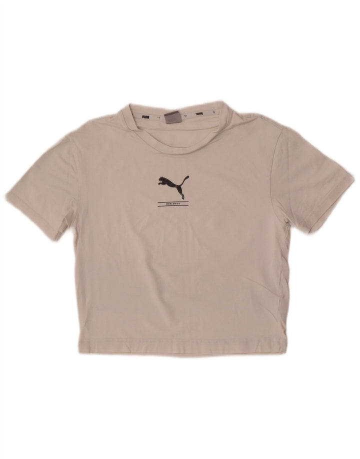 Damska koszulka Puma Crop Top UK 12 Średnia biała bawełna