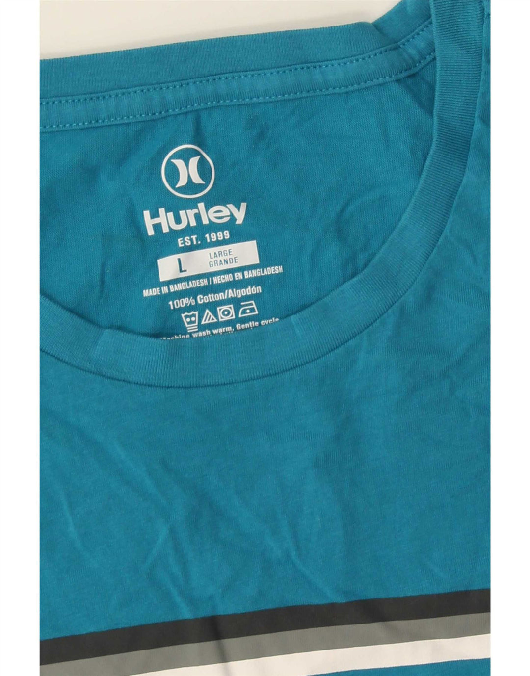 Męski T-shirt z grafiką Hurley, duży, niebieski, bawełniany