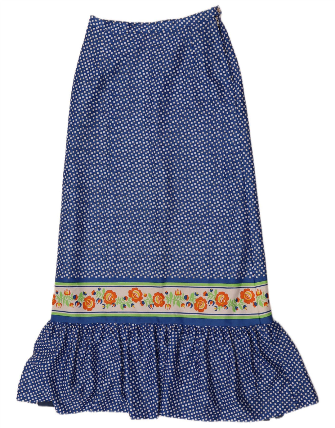Vintage damska spódnica Maxi W28 średni niebieski geometryczny