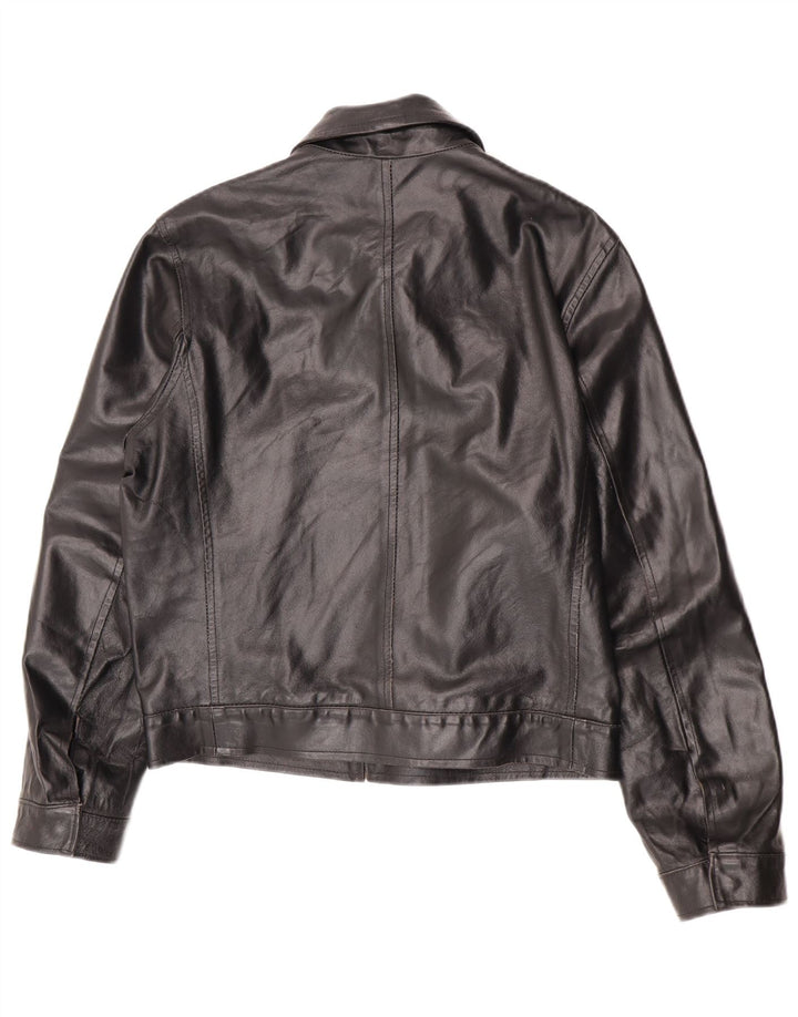 Vintage męska kurtka skórzana EU 48, średnia czarna skóra