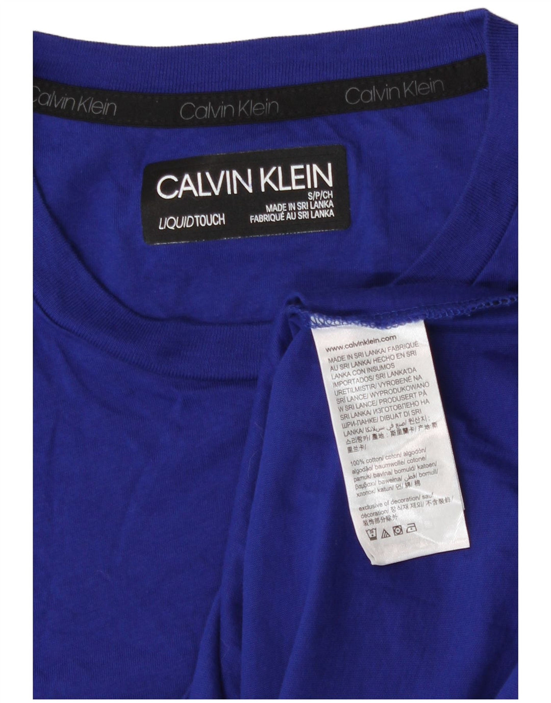 T-shirt męski Calvin Klein, mały, niebieski, bawełniany