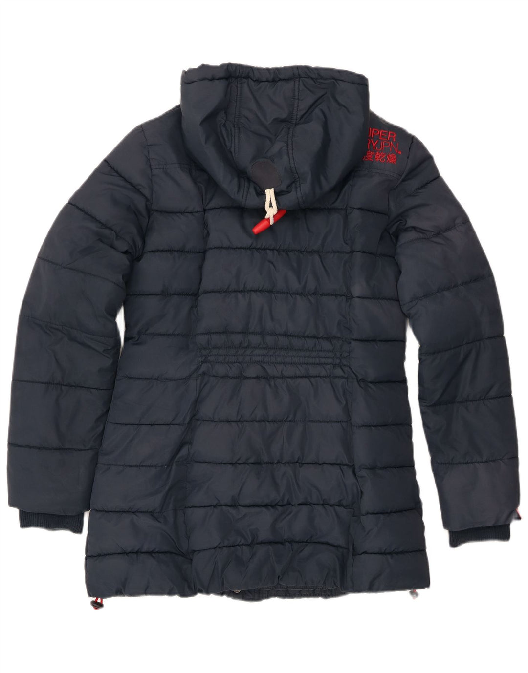 Damska ocieplana kurtka z kapturem Superdry UK 14, duża granatowa, poliester