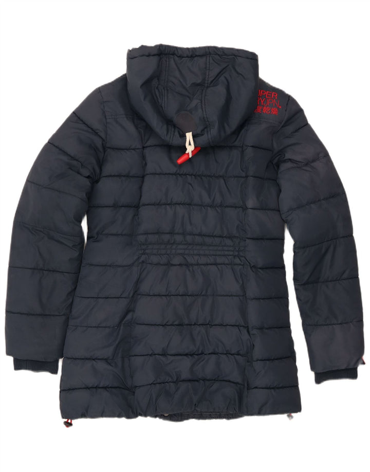 Damska ocieplana kurtka z kapturem Superdry UK 14, duża granatowa, poliester