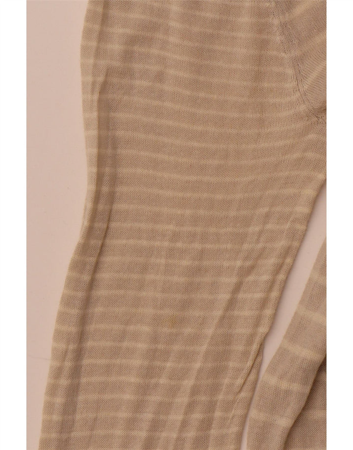 WHITE STUFF Damski sweter kardigan UK 14, duży, lniany w beżowe paski