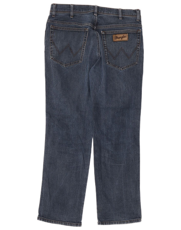 Wrangler Mens Texas Straight Jeans W34 L30 Navy Blue Cotton
