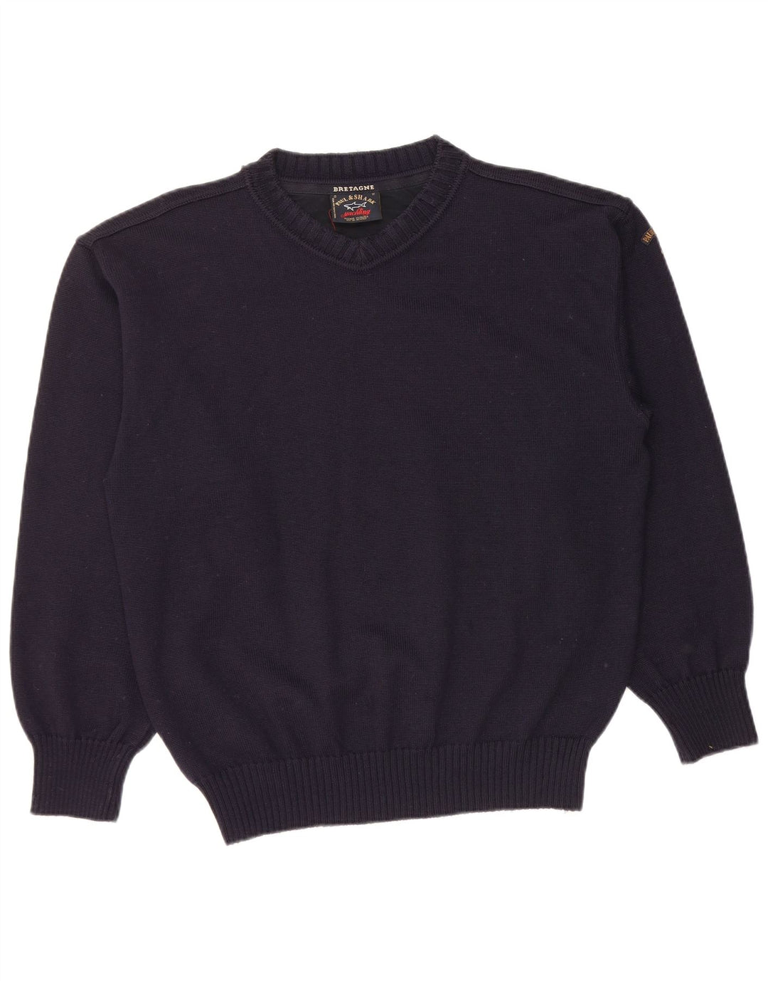 Męski sweter PAUL & SHARK z dekoltem w kształcie litery V, średni granatowy, nowa wełna