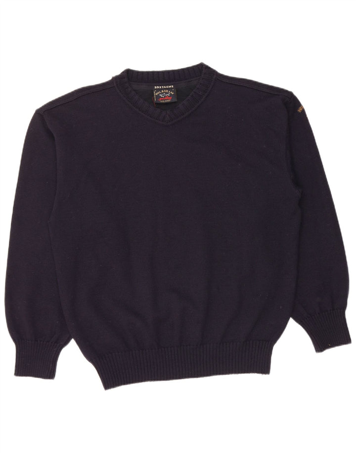 Męski sweter PAUL & SHARK z dekoltem w kształcie litery V, średni granatowy, nowa wełna