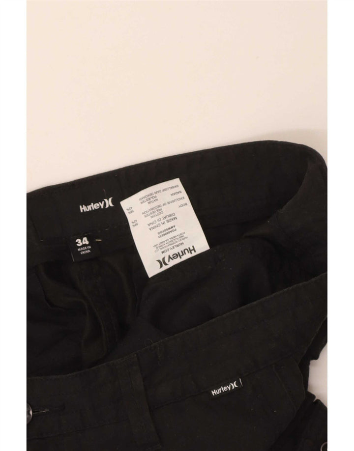 Męskie spodenki cargo Hurley W34, duże, czarne, bawełniane