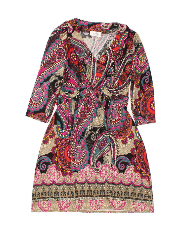 WALLIS Womens Long Sleeve Shift Dress UK 10 Small  Multicoloured Paisley Vintage Wallis and Second-Hand Wallis from Messina Hembry 