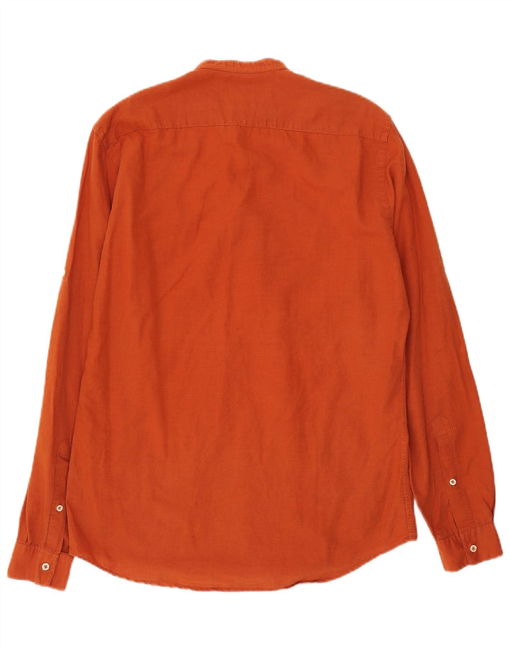 ZARA Mens Relaxed Fit Pullover Shirt Medium Orange