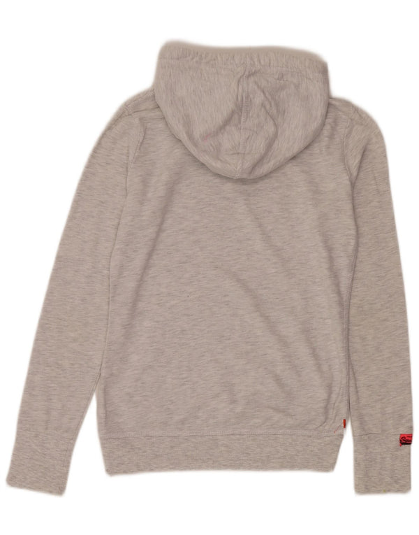 Superdry Womens Graphic Hoodie Jumper UK 6 XS Grey Cotton