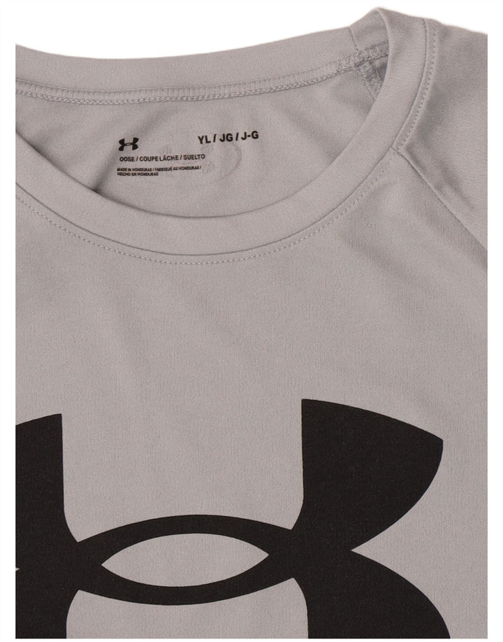 Chłopięcy T-shirt z grafiką Under Armour, rozmiar 11-12 lat, duży, szary