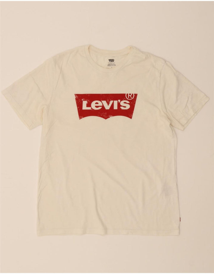 LEVI'S Mens Graphic T-Shirt Top Medium White Cotton Vintage Levi's and Second-Hand Levi's from Messina Hembry 
