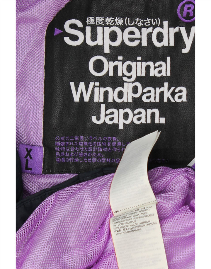 SUPERDRY Damska kurtka parka z kapturem Windparka UK 18 XL Granatowy nylon