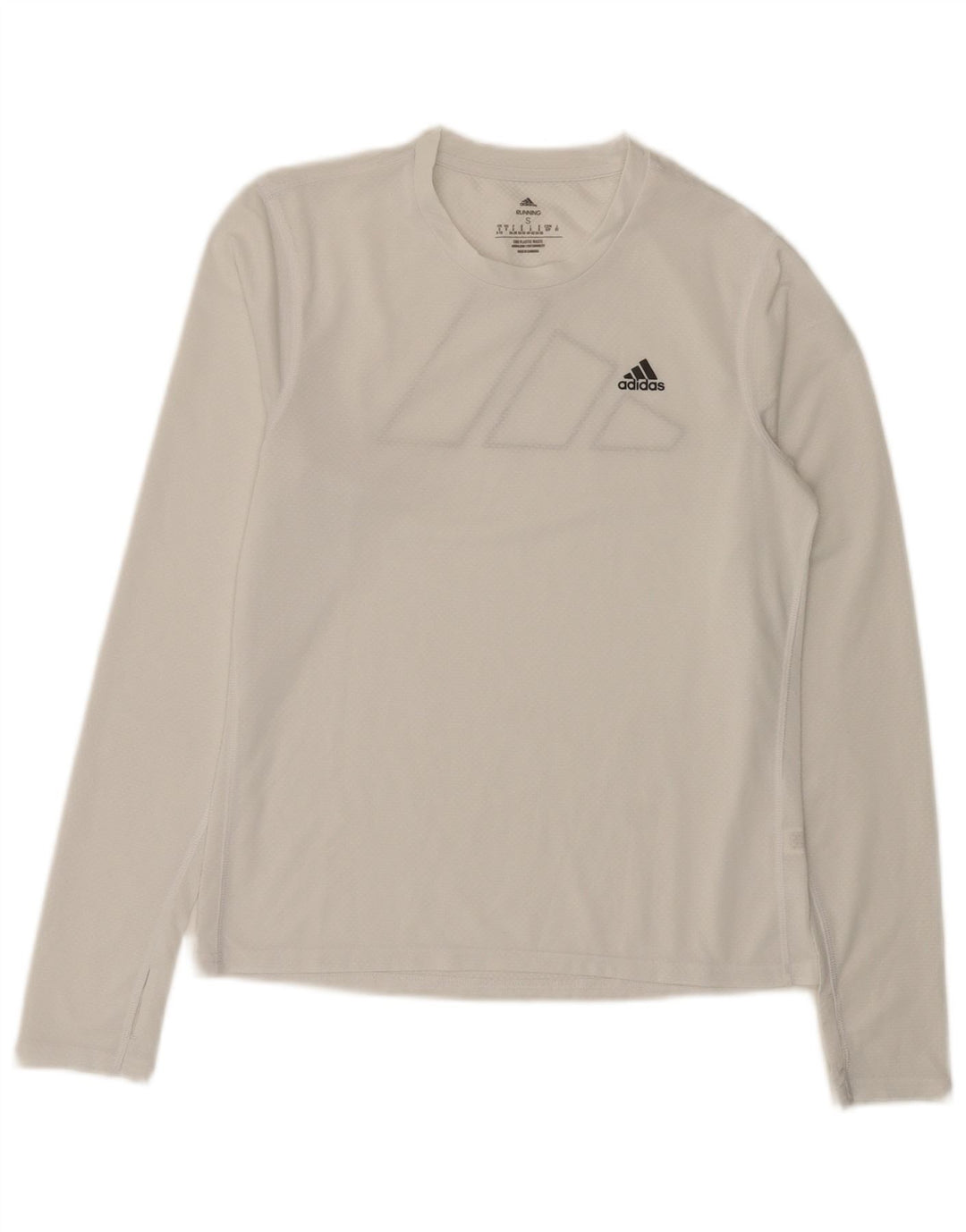 Damska koszulka graficzna Adidas z długim rękawem, UK 8/10, mała, biała, poliestrowa