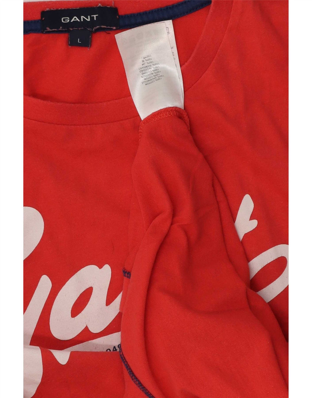Męski T-shirt z grafiką Gant, duży, czerwony, bawełniany