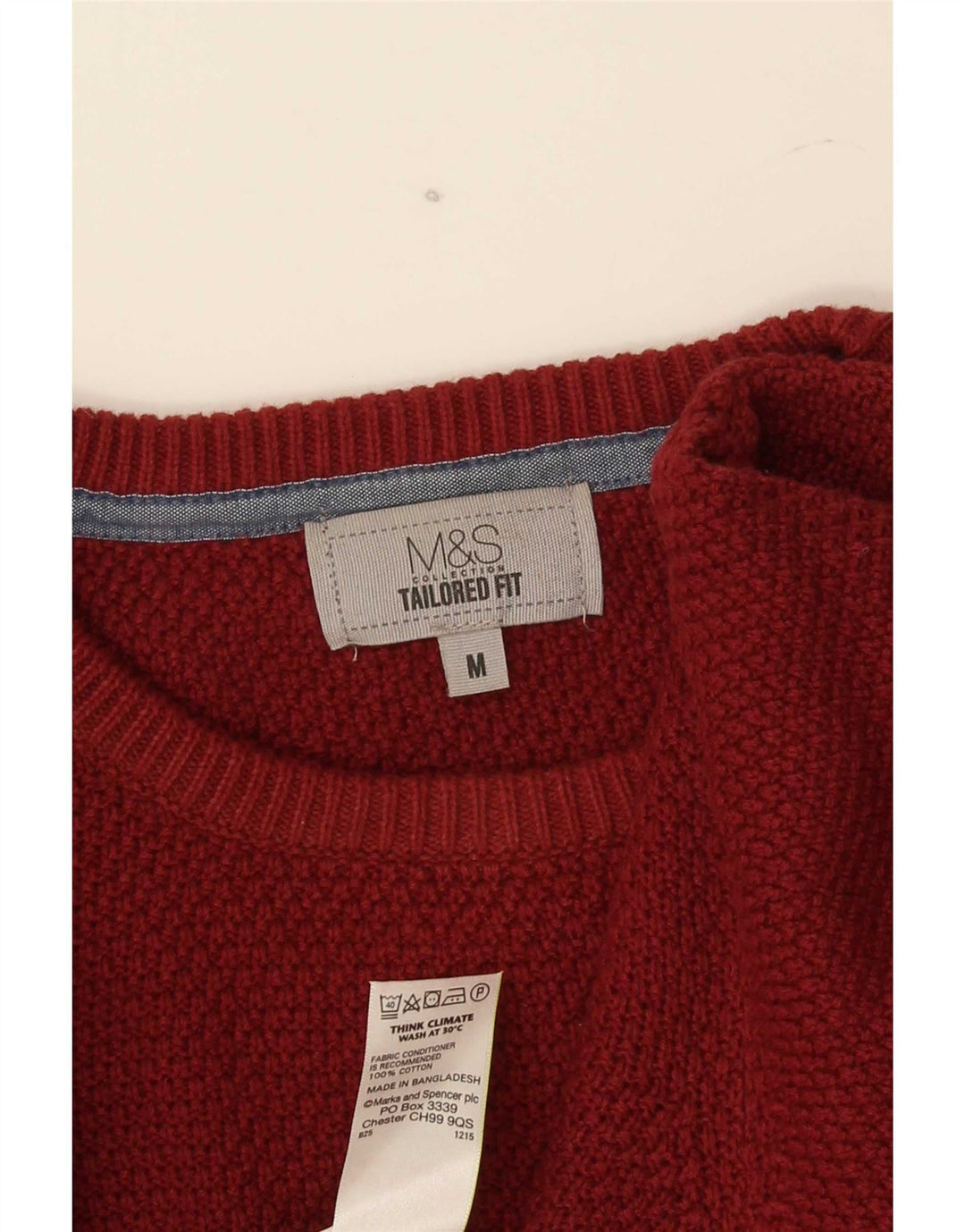 Marks & Spencer Męski sweter o dopasowanym kroju z okrągłym dekoltem, w kolorze średniego burgunda