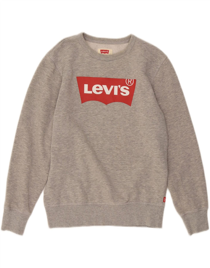 Bluza chłopięca LEVI'S z grafiką, 12-13 lat, szara bawełna