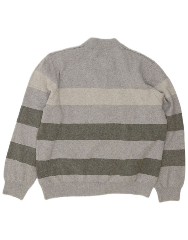 Marks & Spencer Męski sweter z zamkiem błyskawicznym 2XL, szary, bawełniany w paski