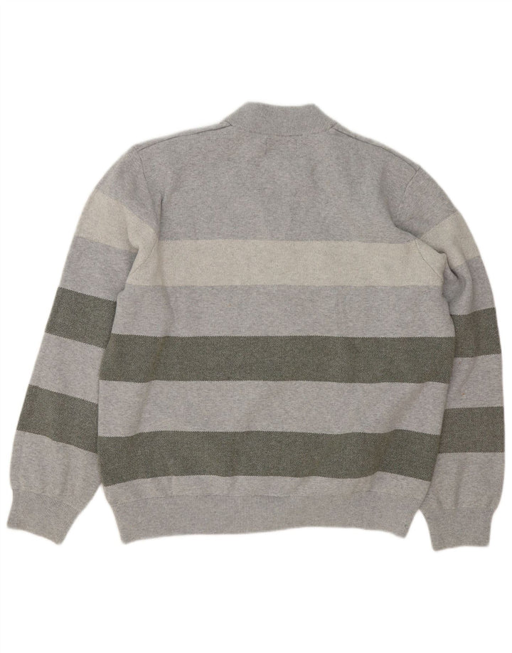 Marks & Spencer Męski sweter z zamkiem błyskawicznym 2XL, szary, bawełniany w paski
