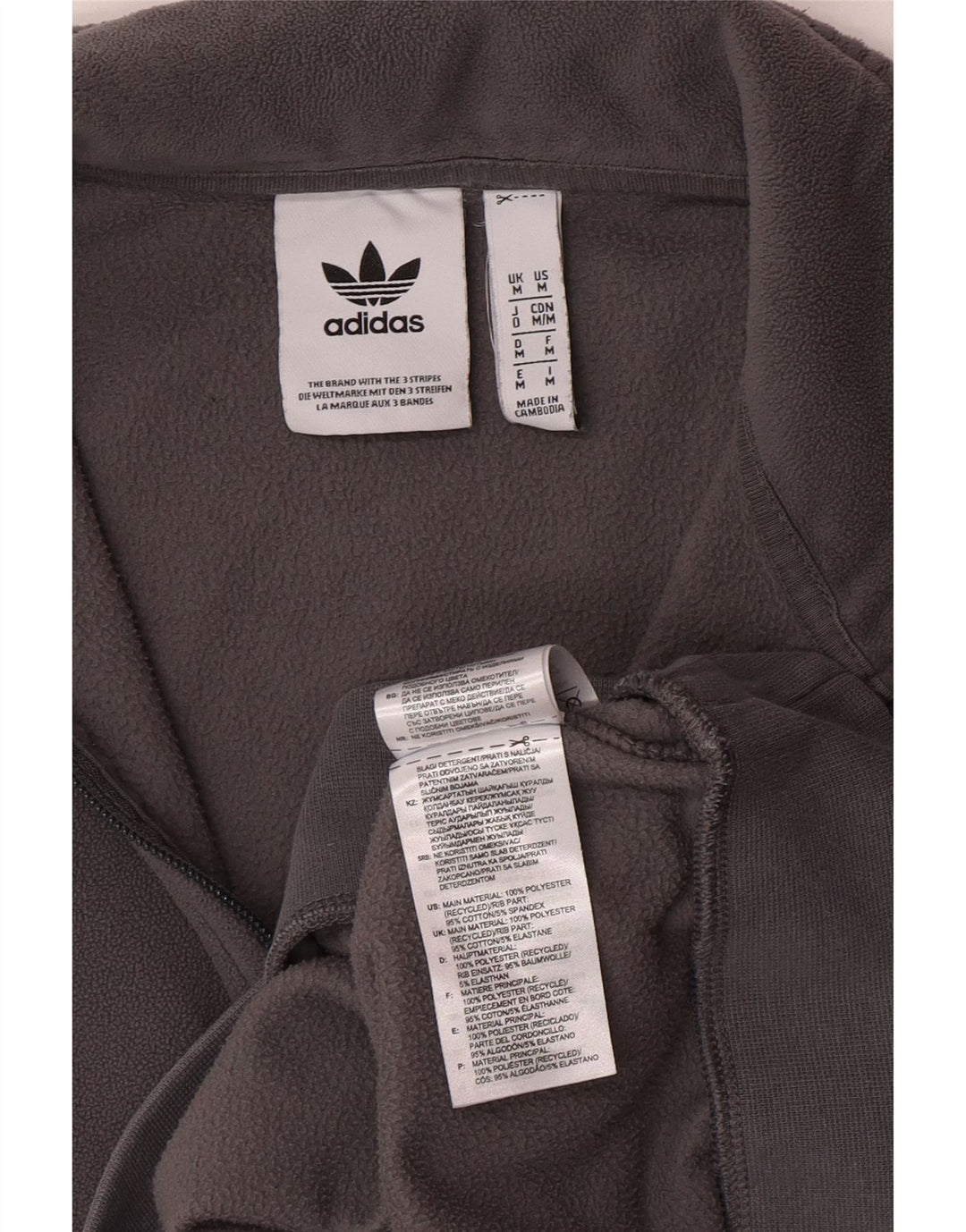 Męska bluza polarowa Adidas z zamkiem błyskawicznym, średnioszary poliester