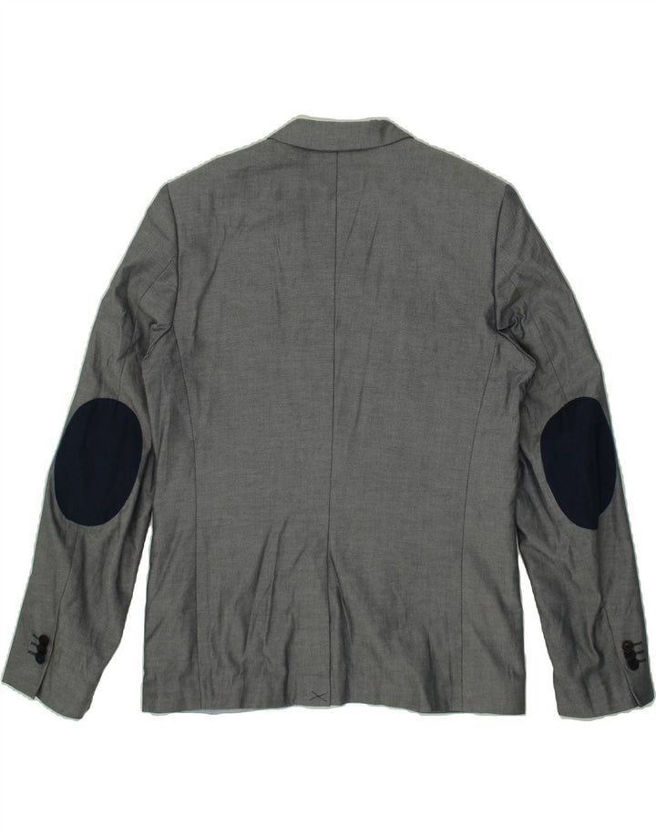 JULES Mens Fitted 2 Button Blazer Jacket UK 42 XL Grey Polyester Vintage Jules and Second-Hand Jules from Messina Hembry 