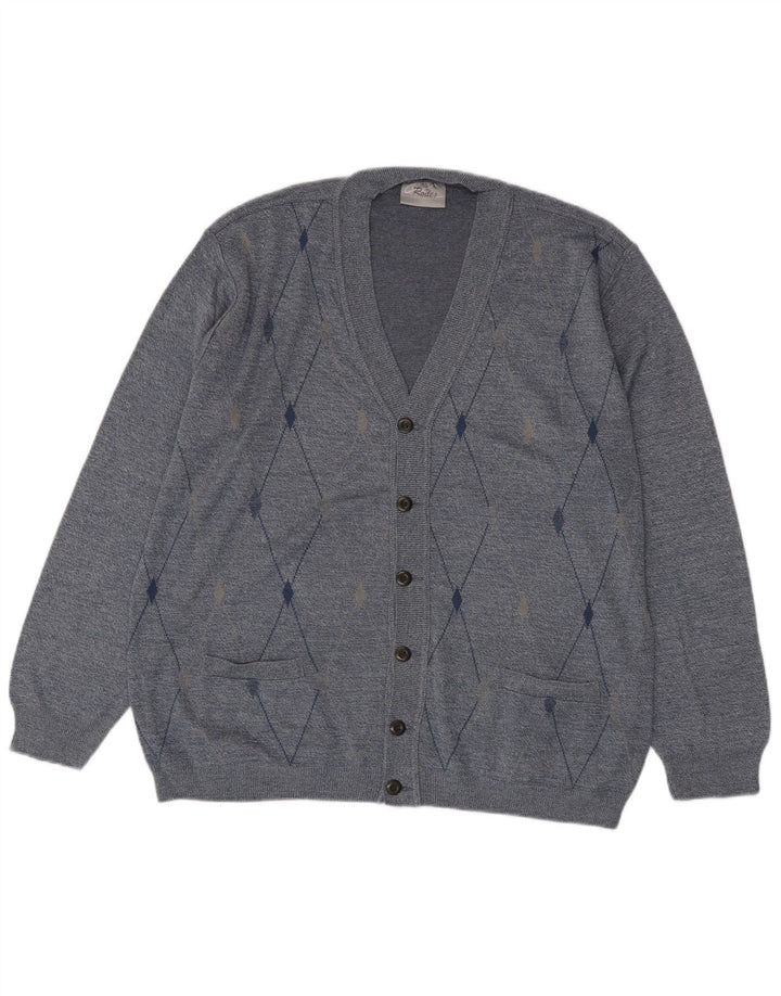 Rodes Męski sweter rozpinany 2XL Niebieski Argyle/Diamentowy Akryl