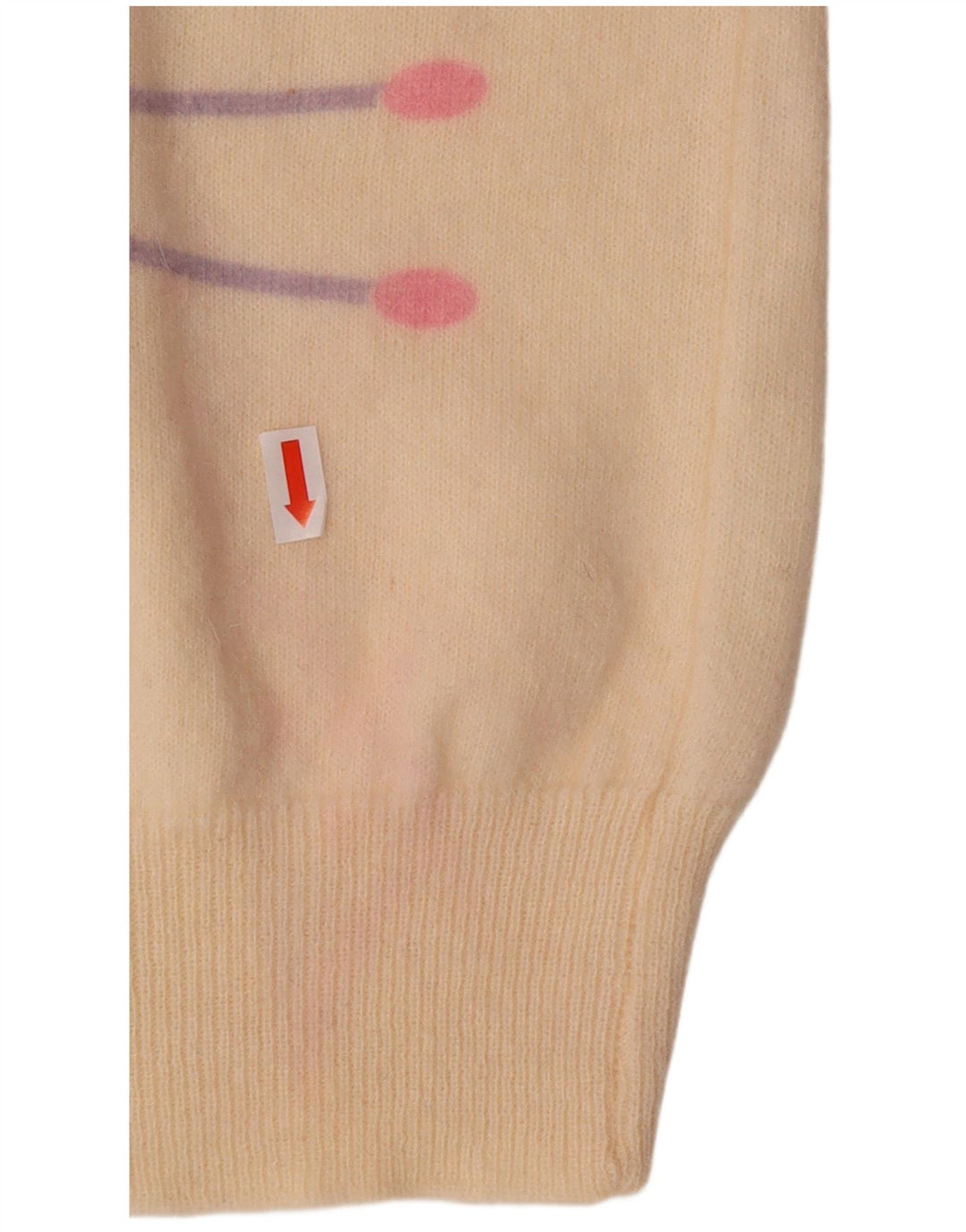 Sweter damski VINTAGE z okrągłym dekoltem UK 16, duży, w kolorze złamanej bieli, geometryczny