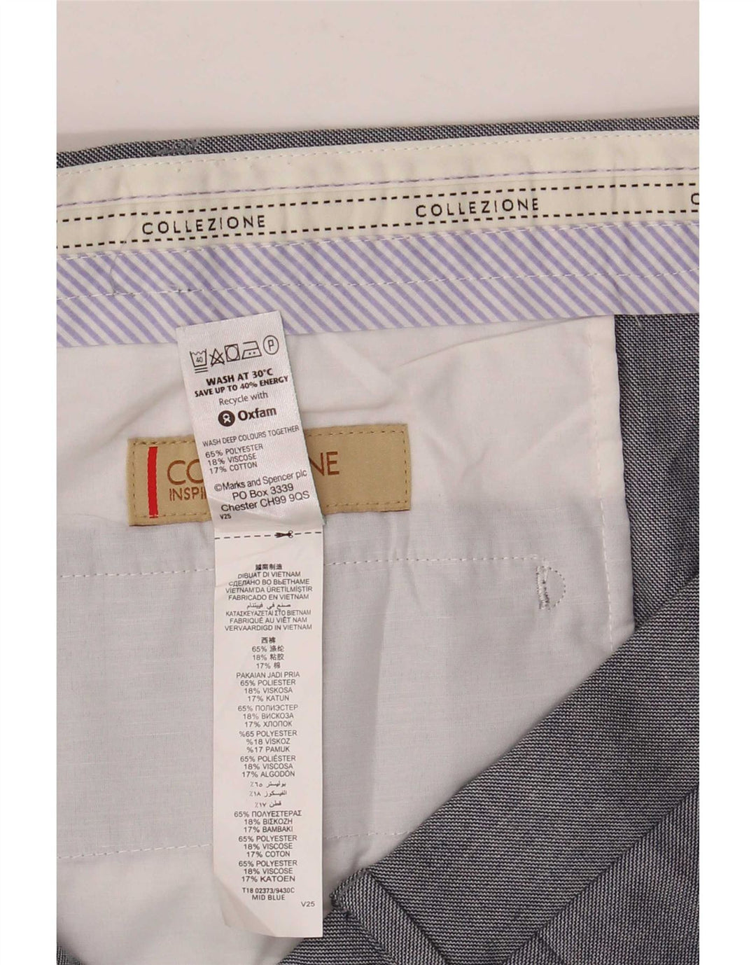 Męskie proste spodnie chino Marks & Spencer W44 L29 Szary poliester