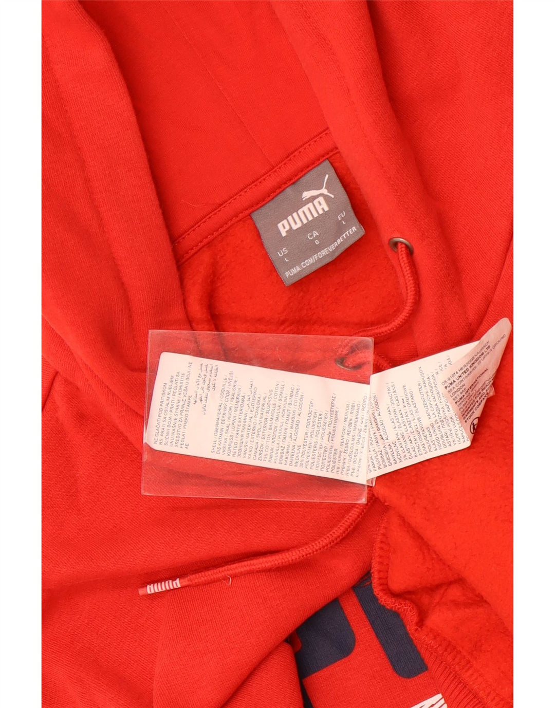 Męski sweter z kapturem Puma z grafiką, duży, czerwony, bawełniany