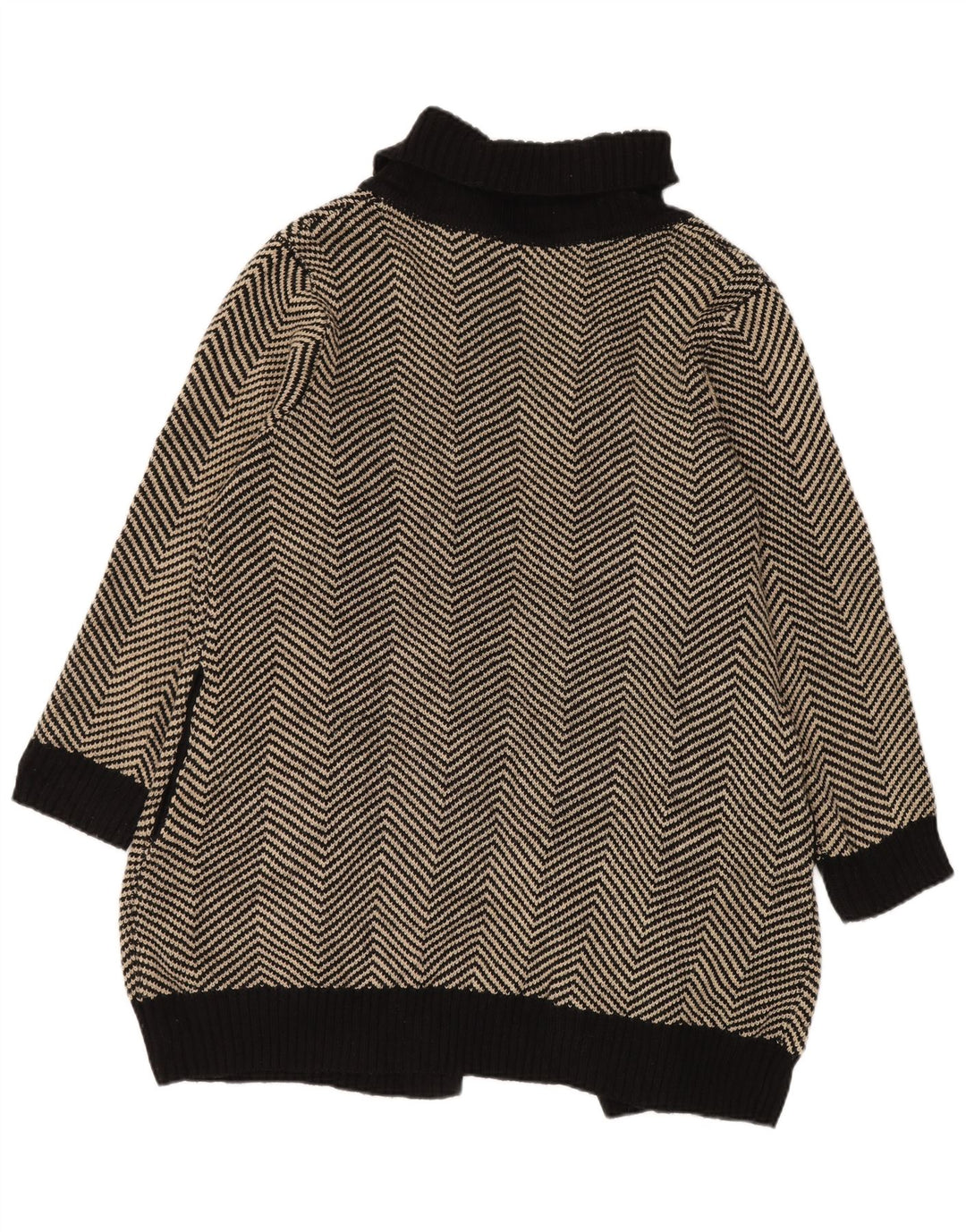 Damski sweter z długim rękawem Autograph, otwarty kardigan UK 14, średni czarny Chevron
