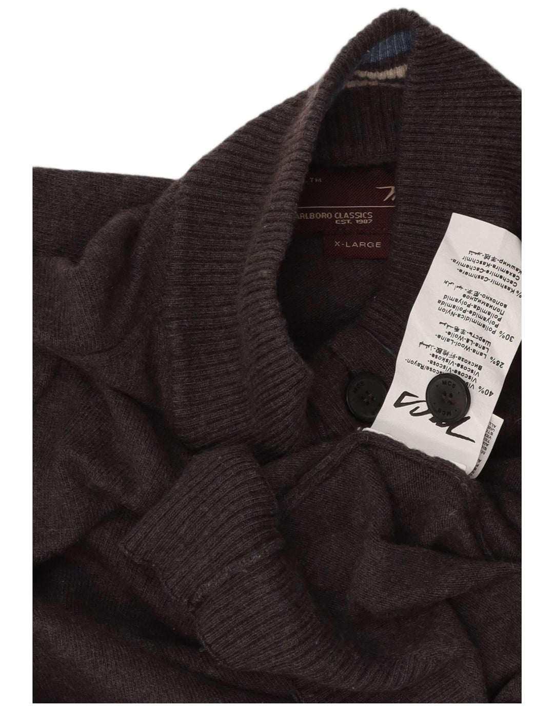 MARLBORO CLASSICS Damski sweter zapinany na guziki UK 18 XL Szary sztuczny jedwab