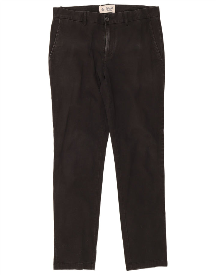 Męskie spodnie typu slim chino Penguin W32 L32 Czarna bawełna