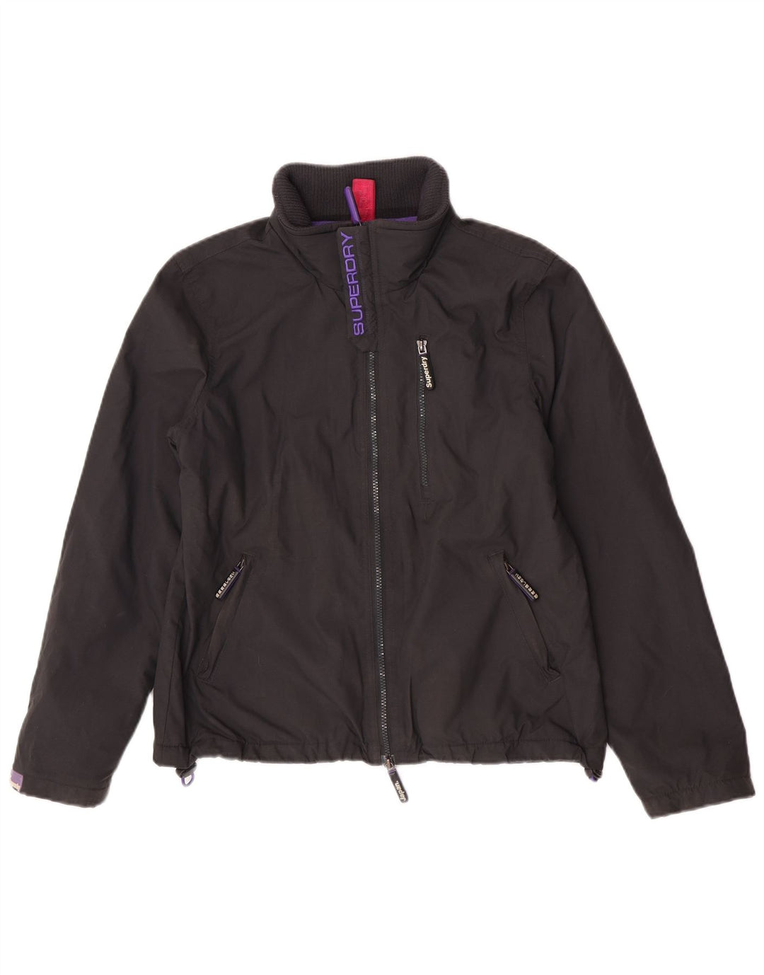 Damska kurtka wiatrówka Superdry The Windhiker Graphic UK 14, duża czarna